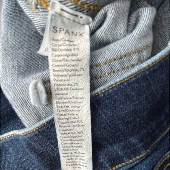 🌼Spanx Jeans Women's Size L Blue Slimming Stretch Dark Wash Denim High Rise🌼🌼 - Picture 15 of 16
